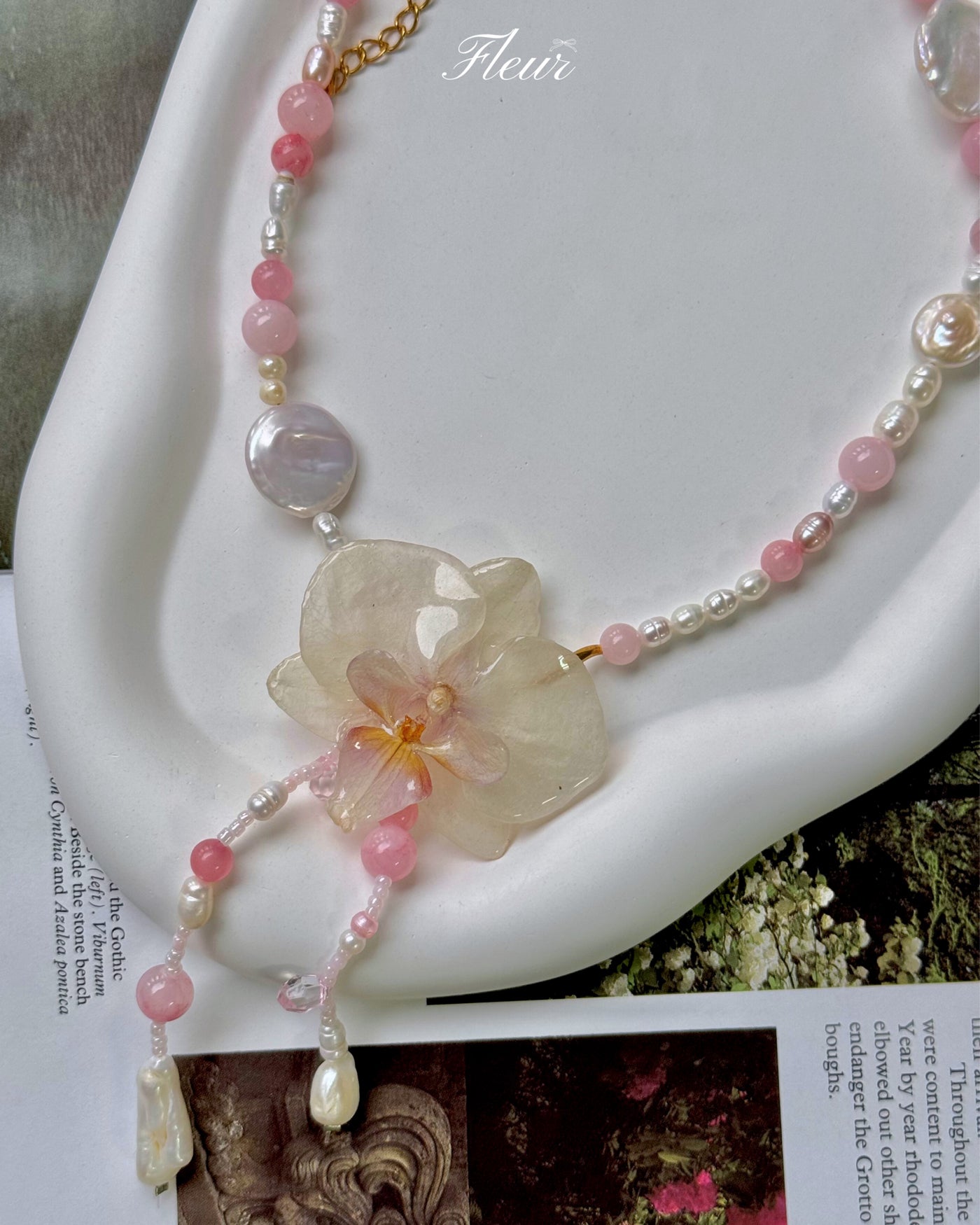 Blush Pearl Orchid Necklace