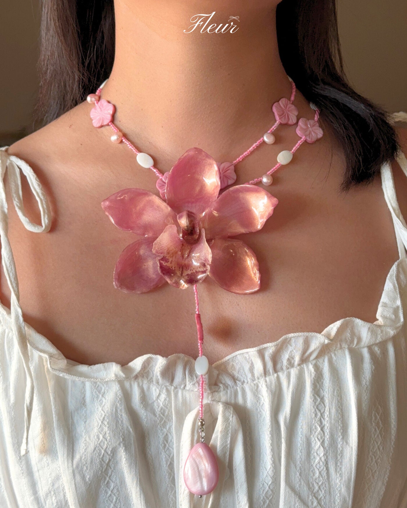 Fairy Dust Petals Orchid necklace