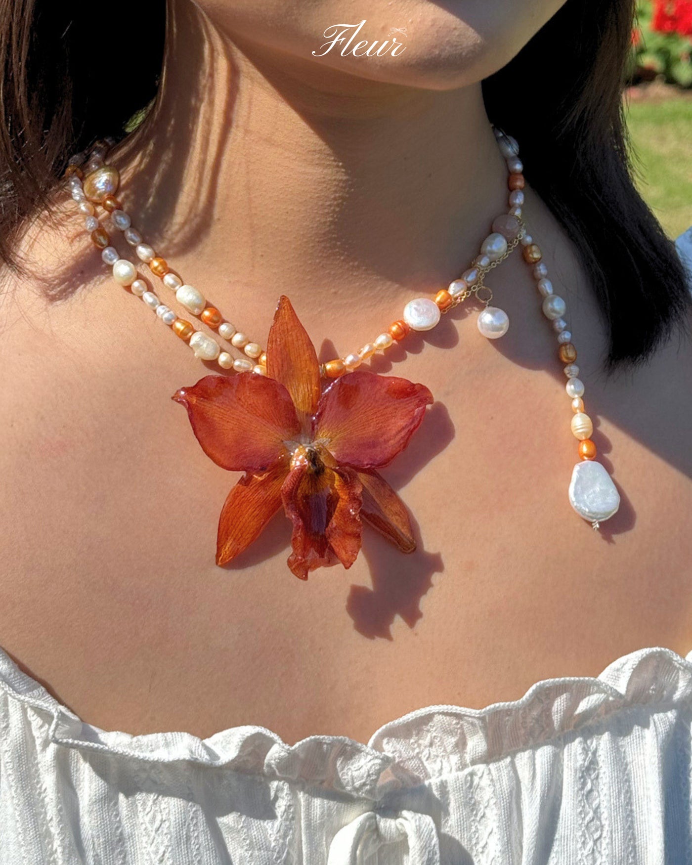 Amber Orchid Garden Orchid necklace