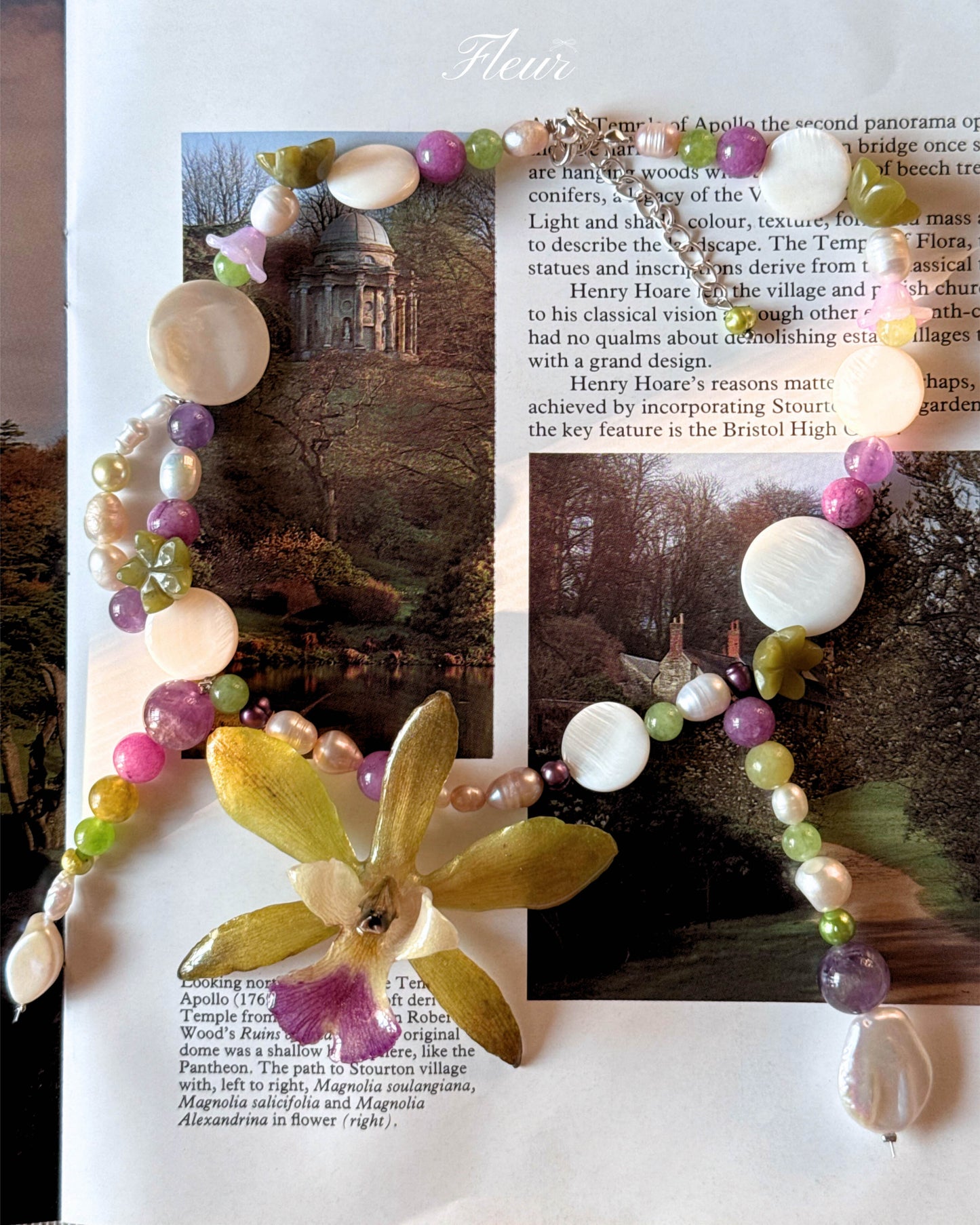 Lime Orchid Blossom Necklace