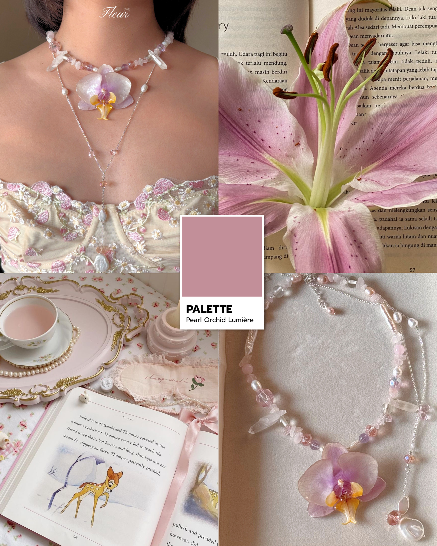 Pink Orchid Layered Statement Necklace