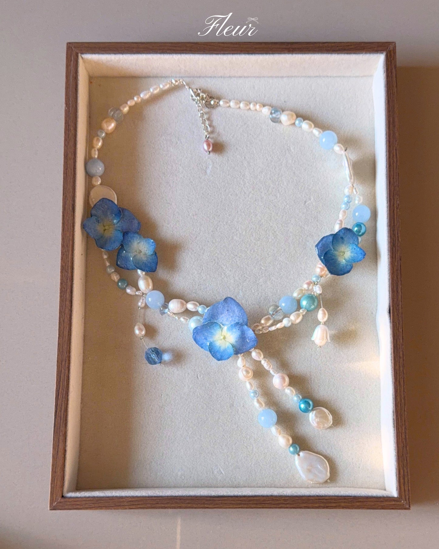 Blue Hydrangea Princess Necklace
