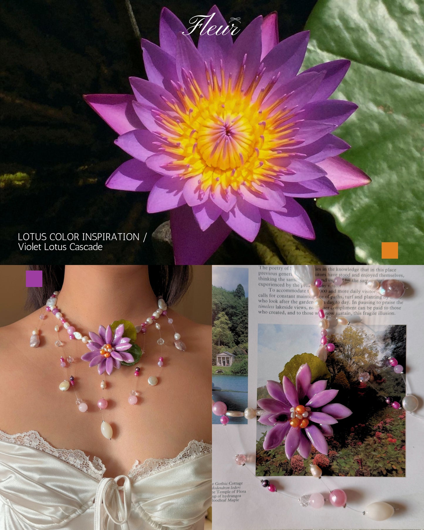 Violet Lotus Cascade Necklace