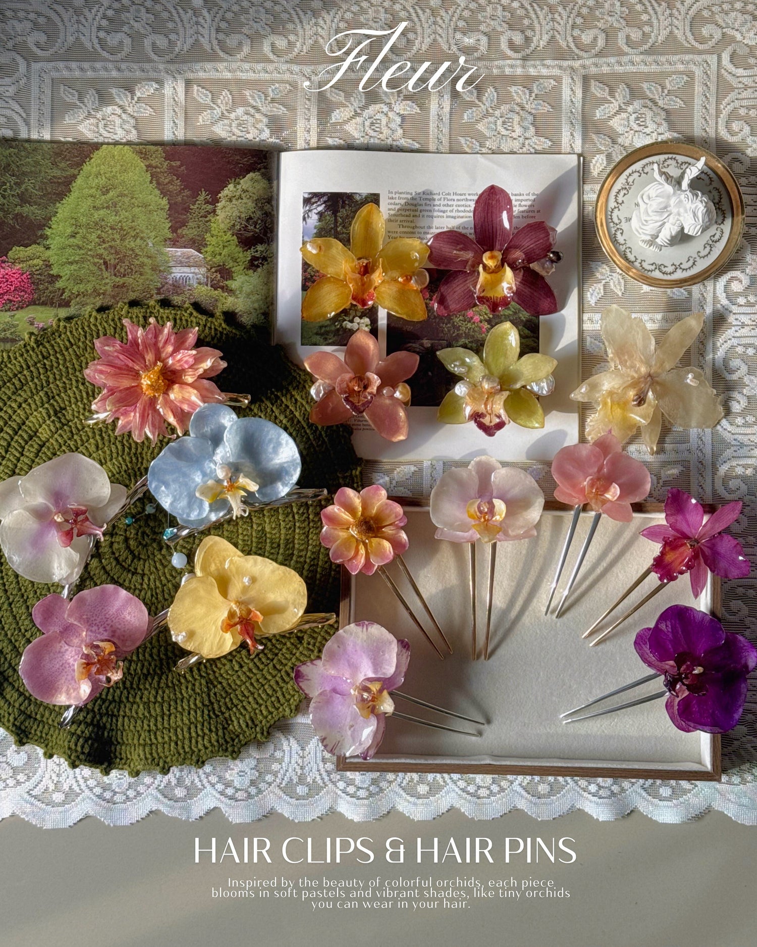 Orchid Hair Pins & Hair Clips