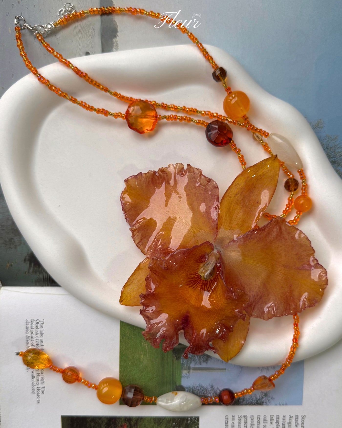 Citrus Aura Orchid Necklace