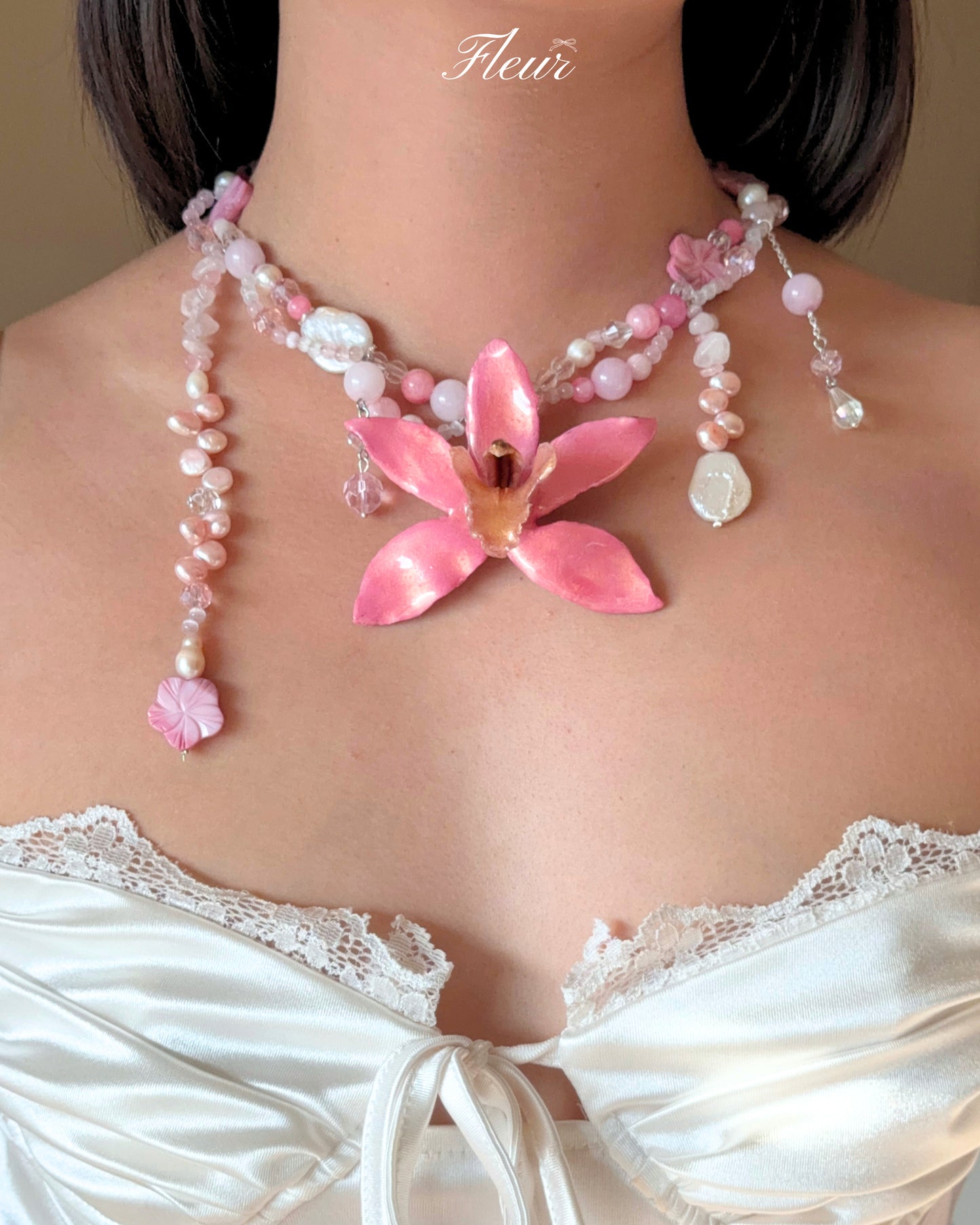Pink Orchid Princess Necklace