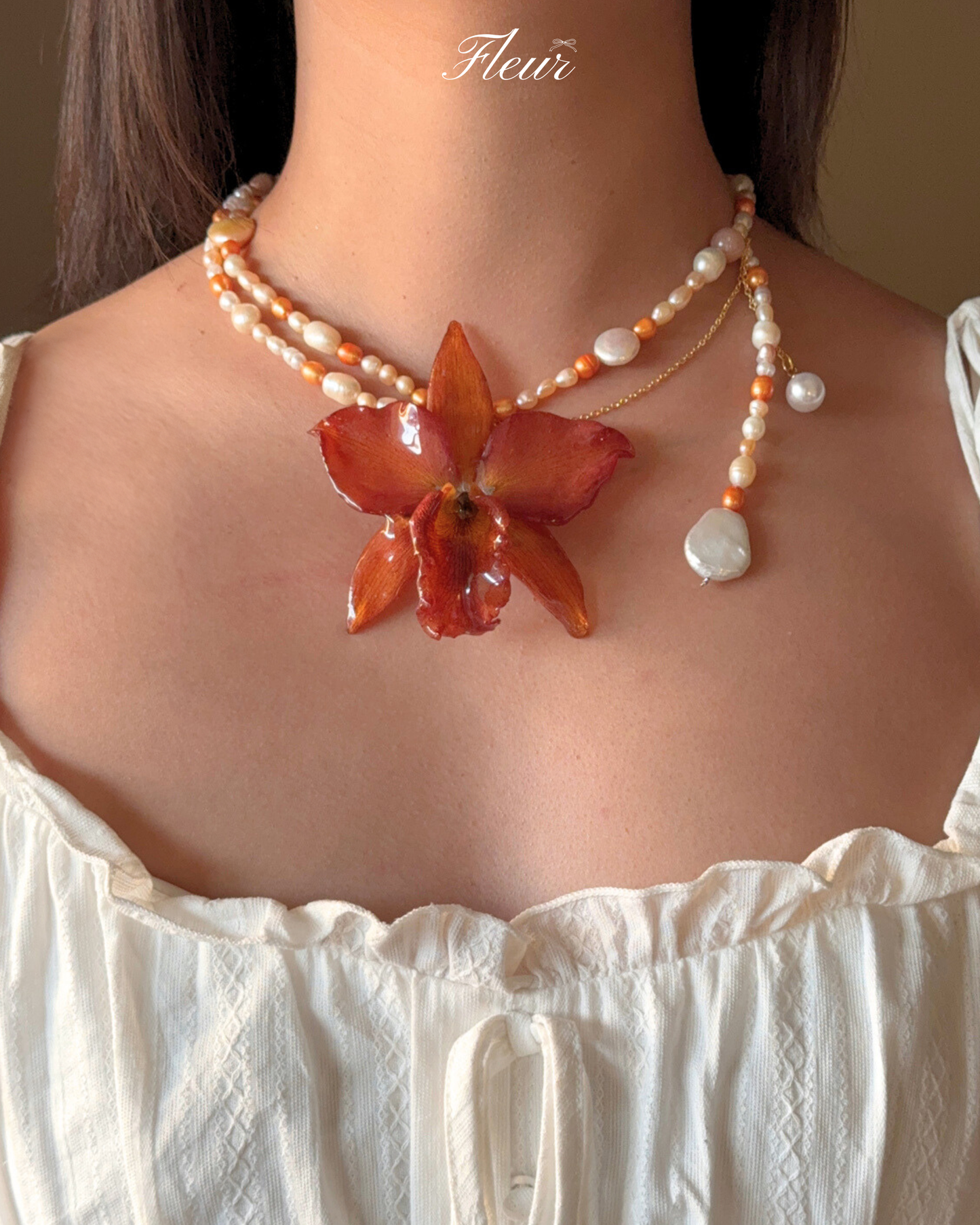 Amber Orchid Garden Orchid necklace
