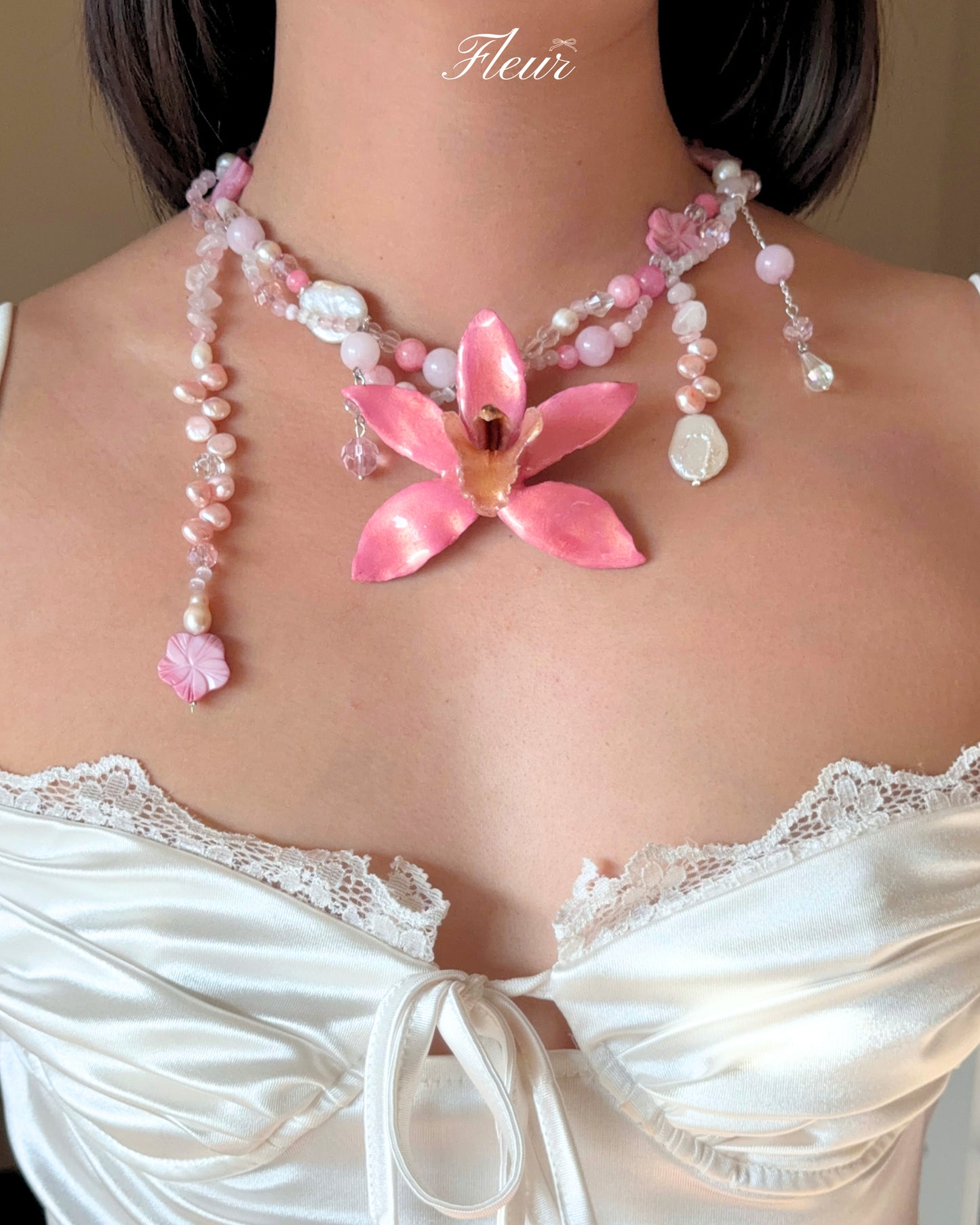 Pink Orchid Princess Necklace