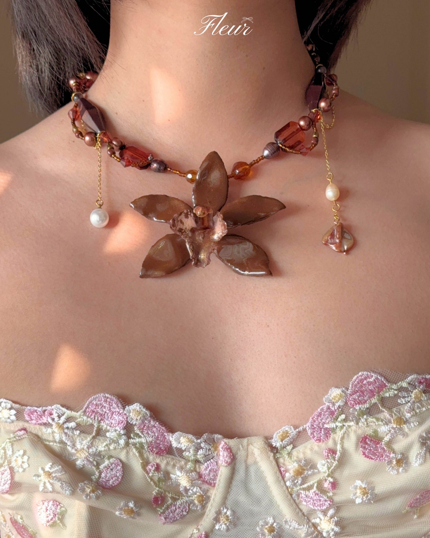 Amber Orchid Nocturne Necklace