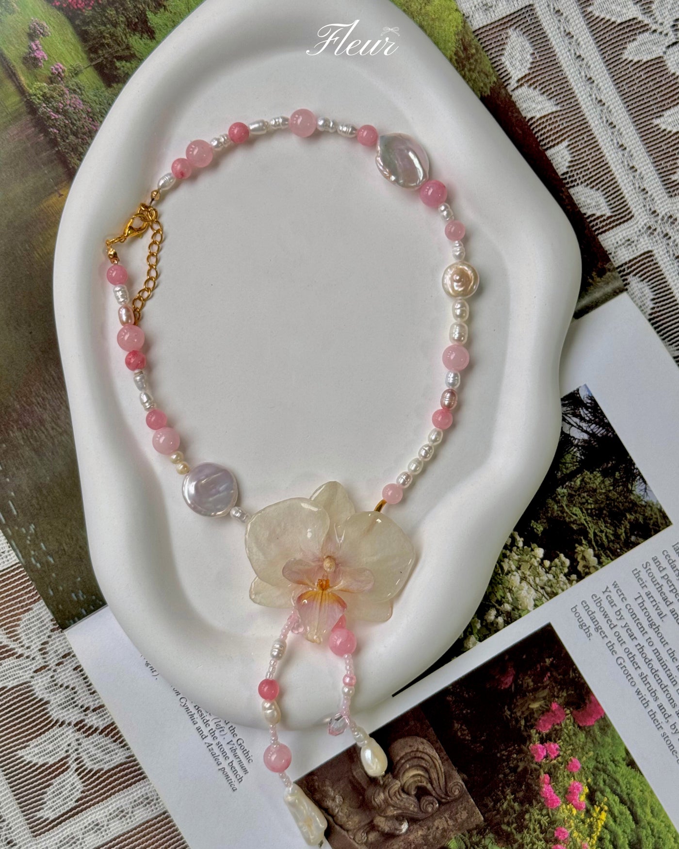 Blush Pearl Orchid Necklace