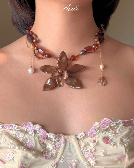 Amber Orchid Nocturne Necklace