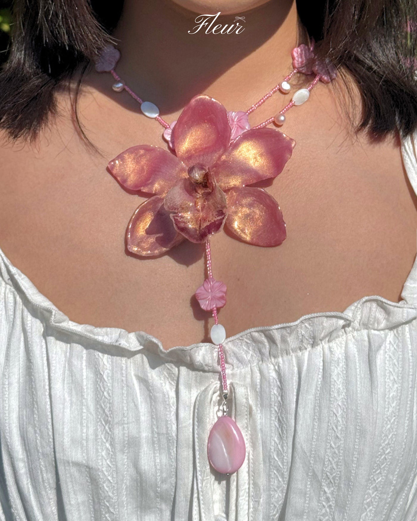 Fairy Dust Petals Orchid necklace