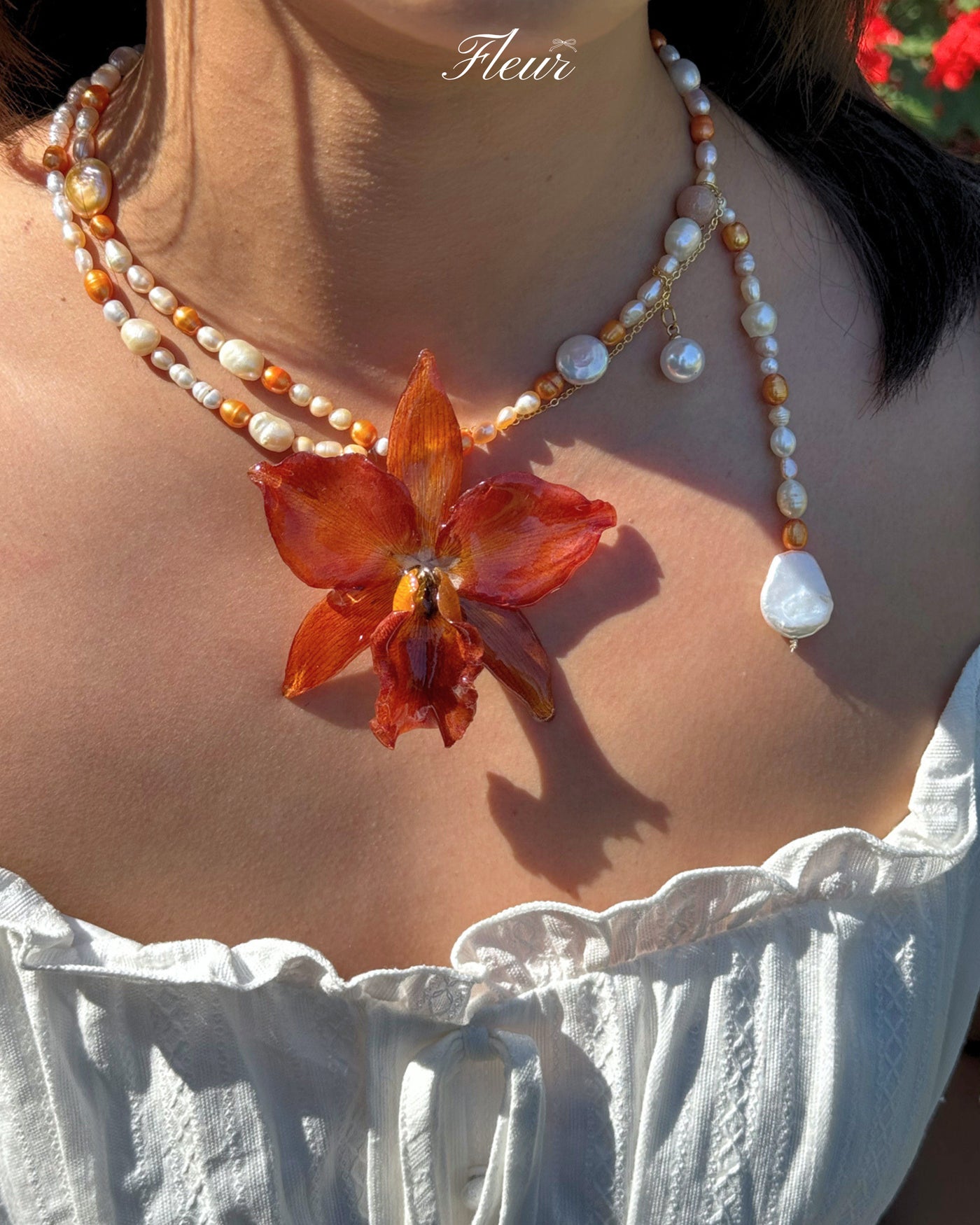 Amber Orchid Garden Orchid necklace