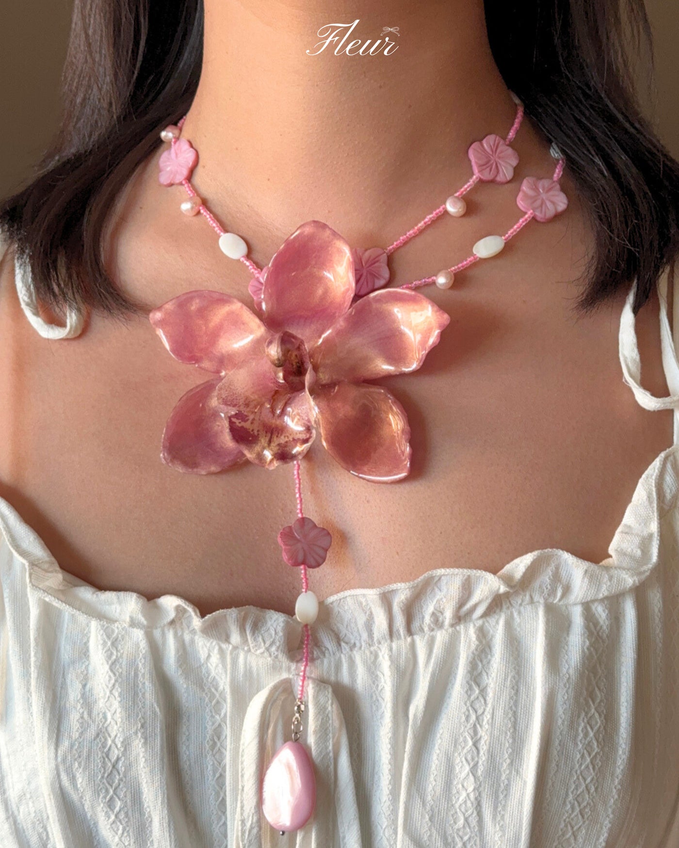 Fairy Dust Petals Orchid necklace