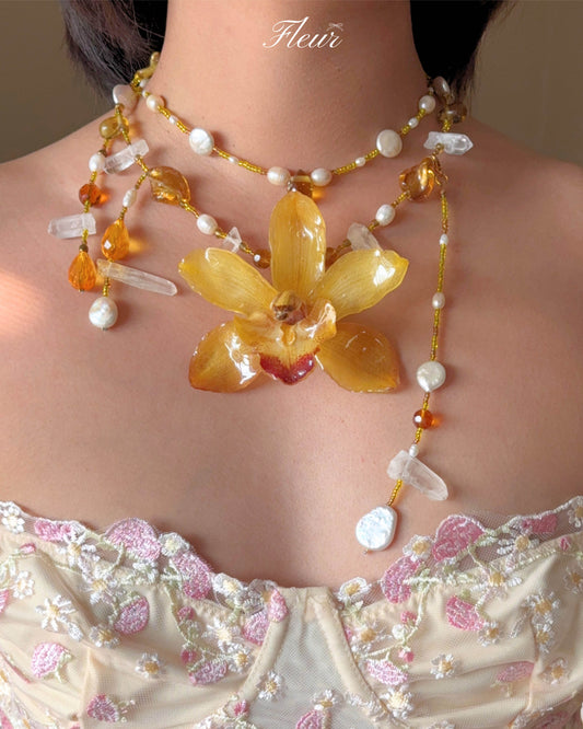 Golden Orchid Necklace