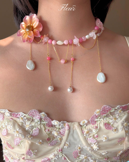 Pink Dahlia Necklace