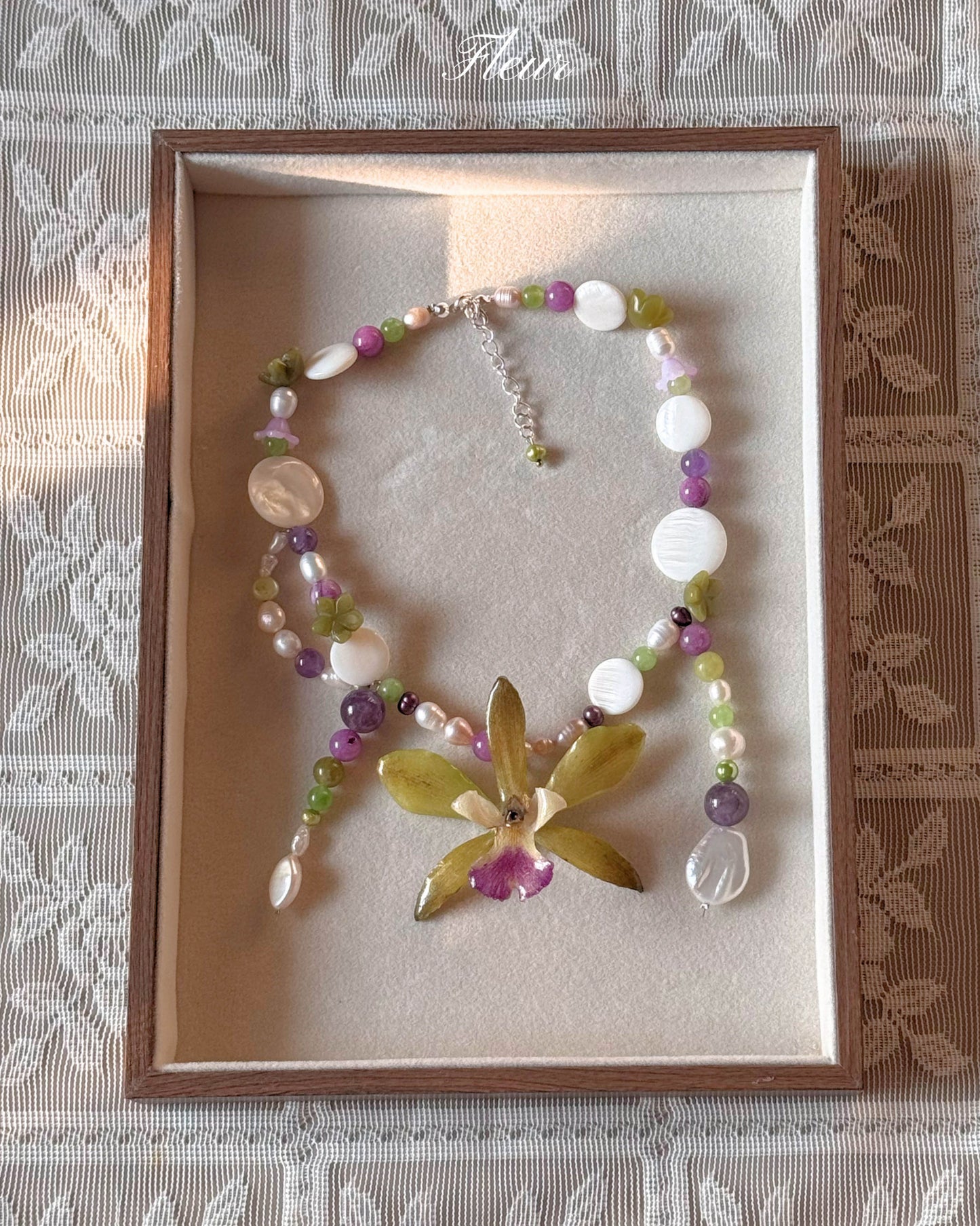Lime Orchid Blossom Necklace