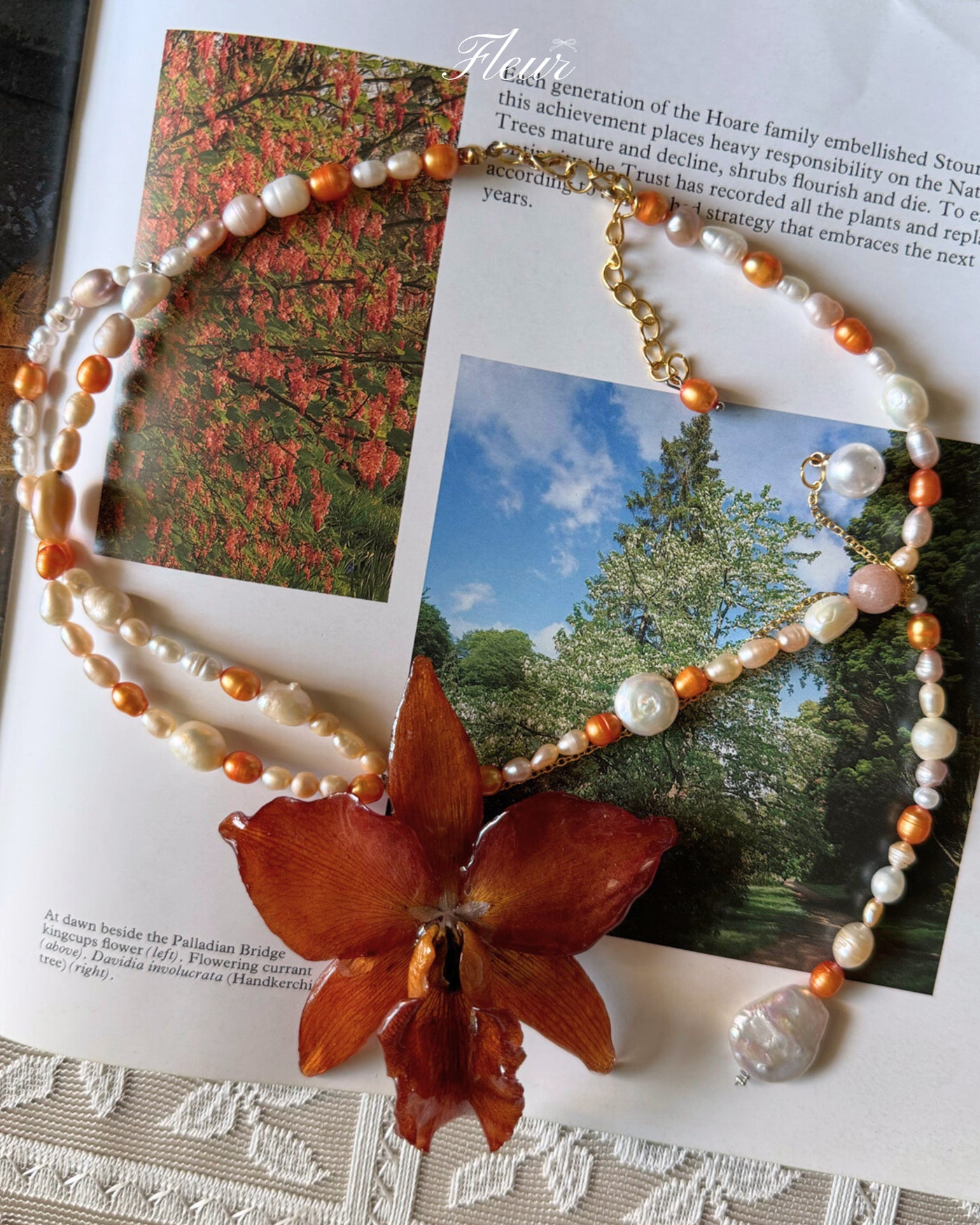 Amber Orchid Garden Orchid necklace