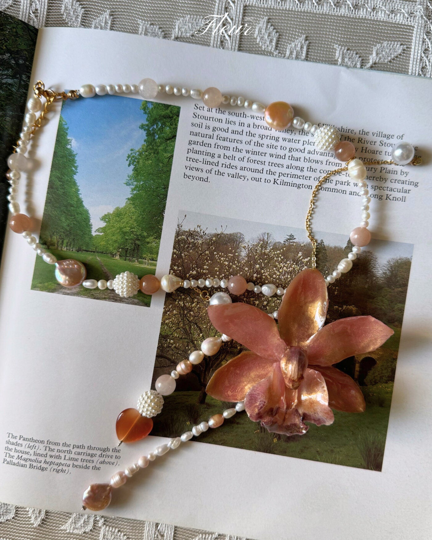 The Peach Nymph Orchid necklace