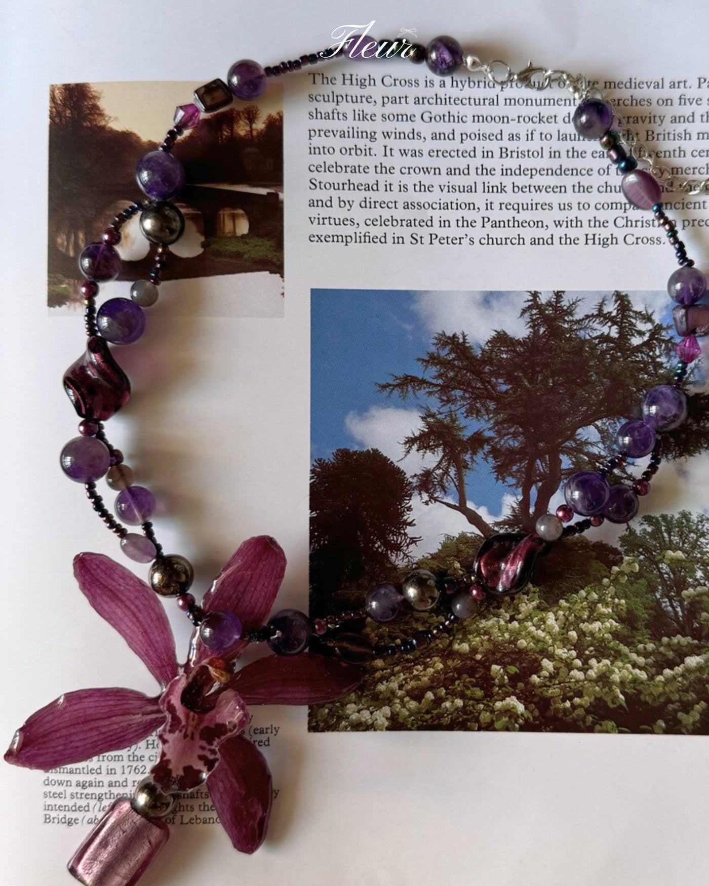 Moonlit Amethyst Garden Orchid necklace