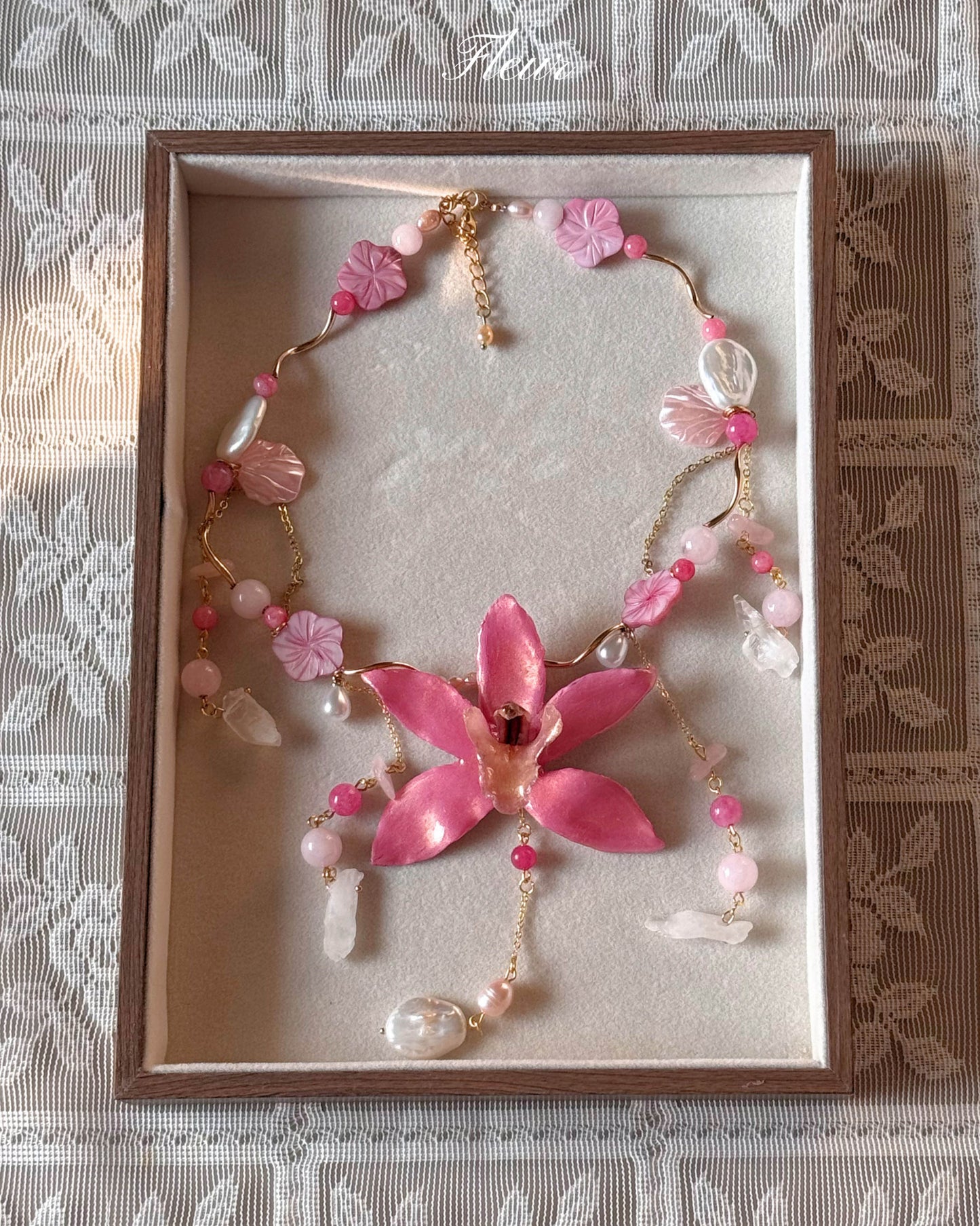 Rose Quartz Orchid Symphony Necklace