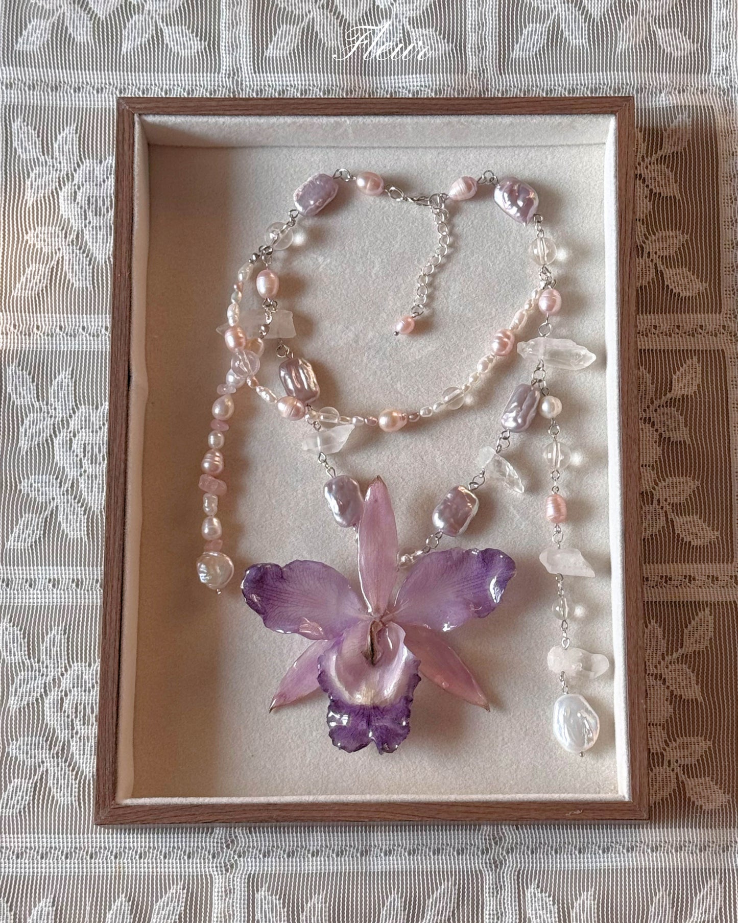 Lavender Orchid Veil Necklace