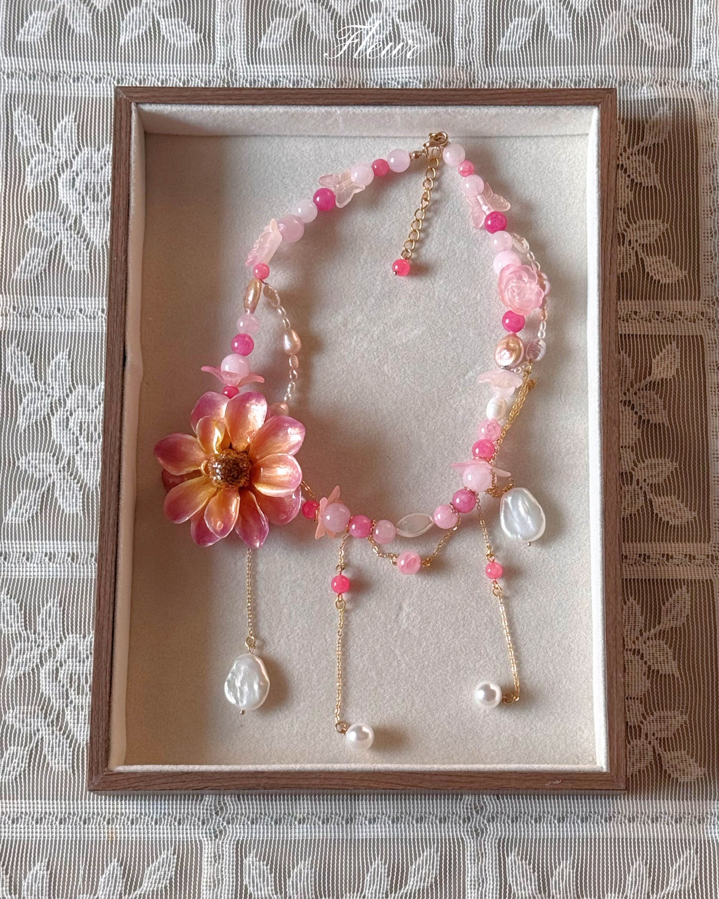 Pink Dahlia Necklace