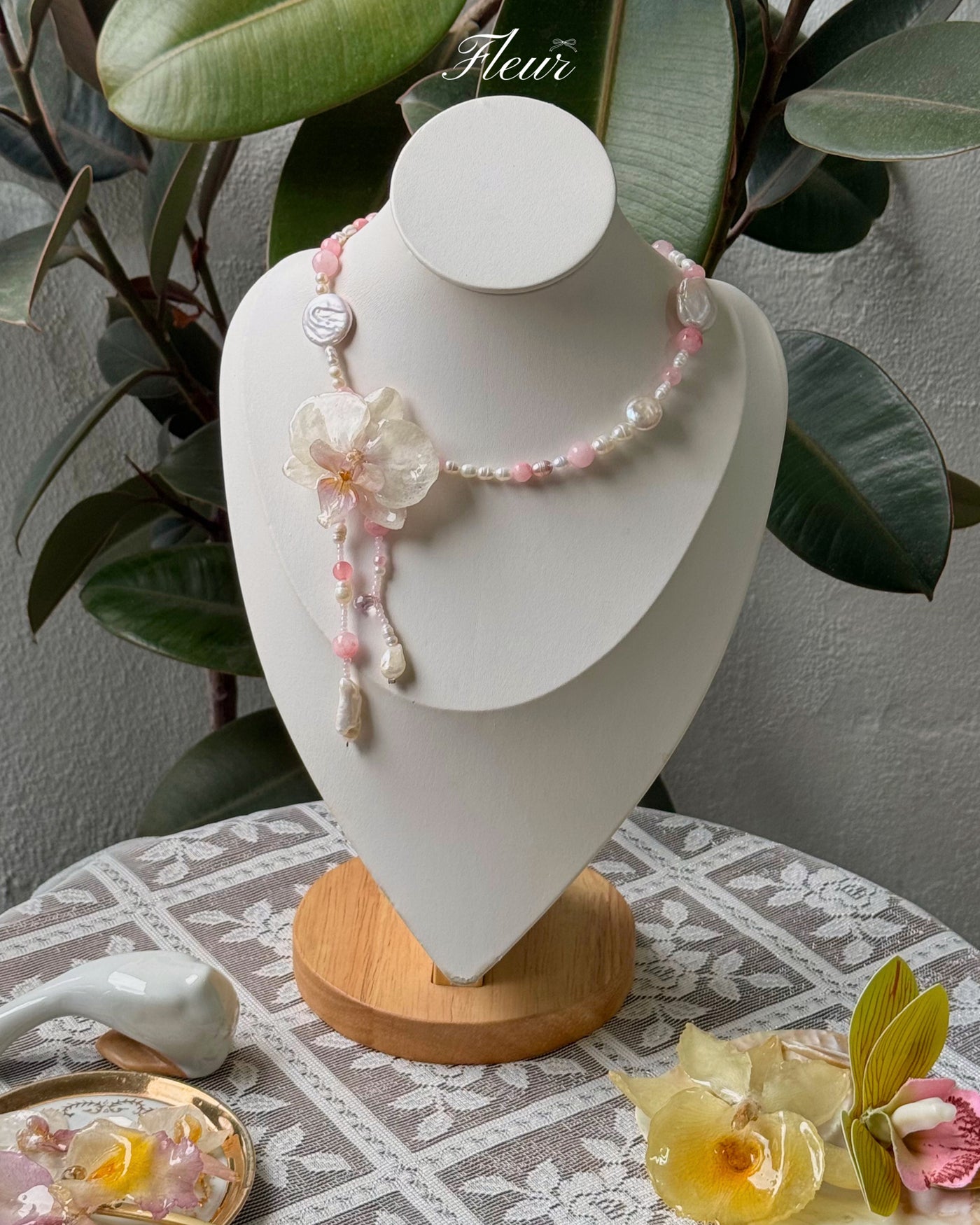 Blush Pearl Orchid Necklace