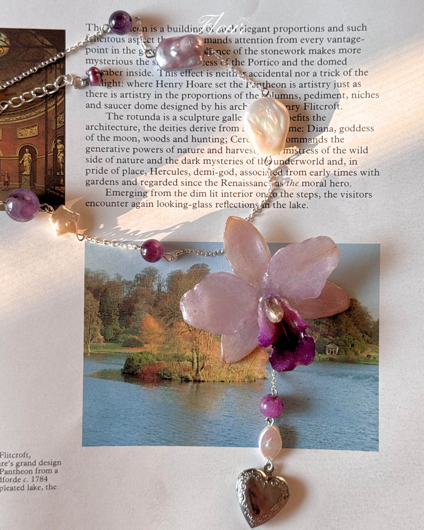 Lavender Orchid Locket Necklace