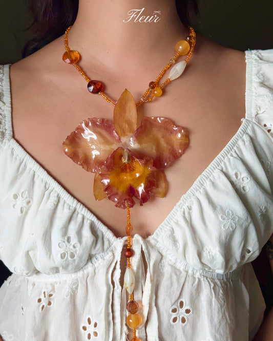Citrus Aura Orchid Necklace