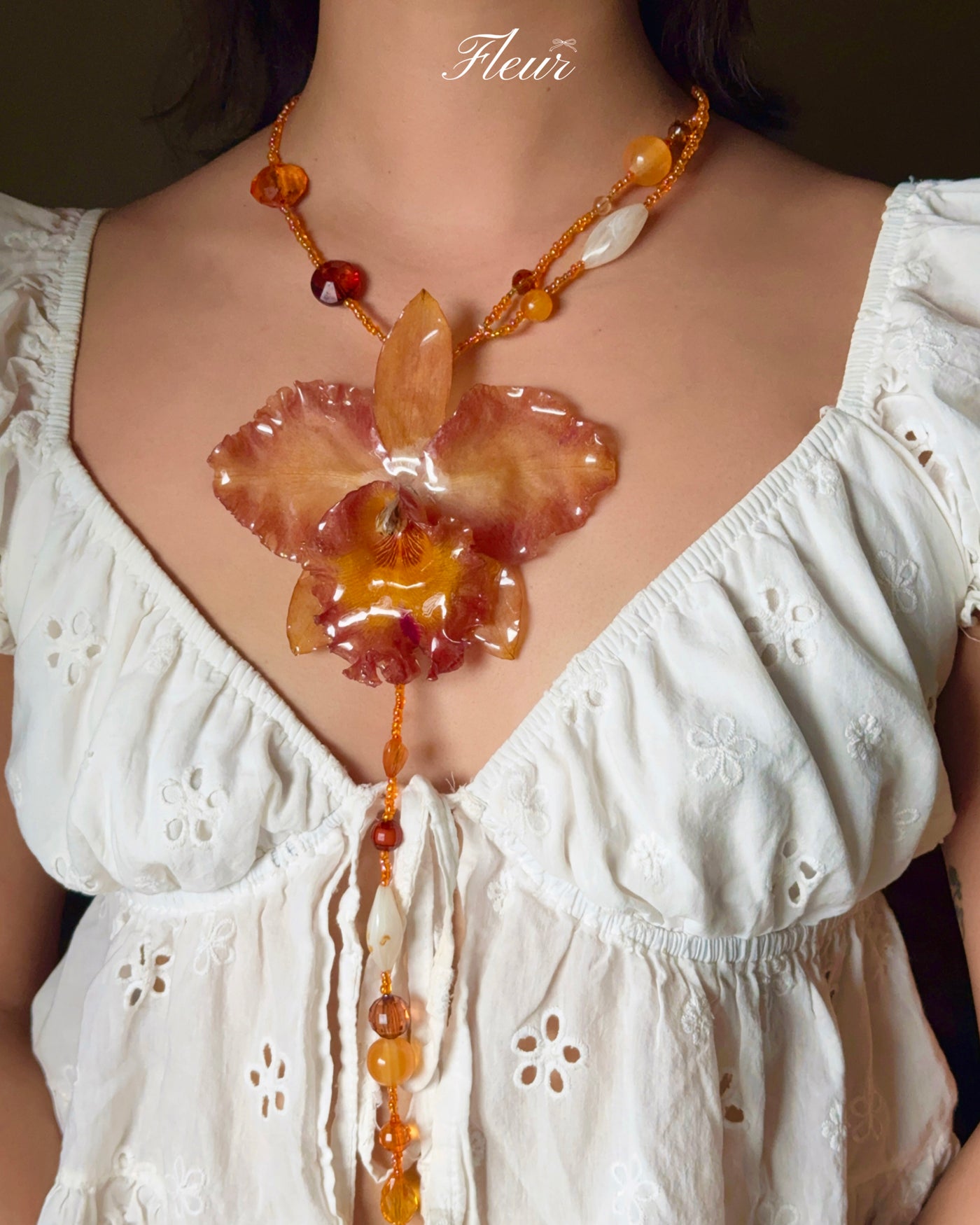 Citrus Aura Orchid Necklace