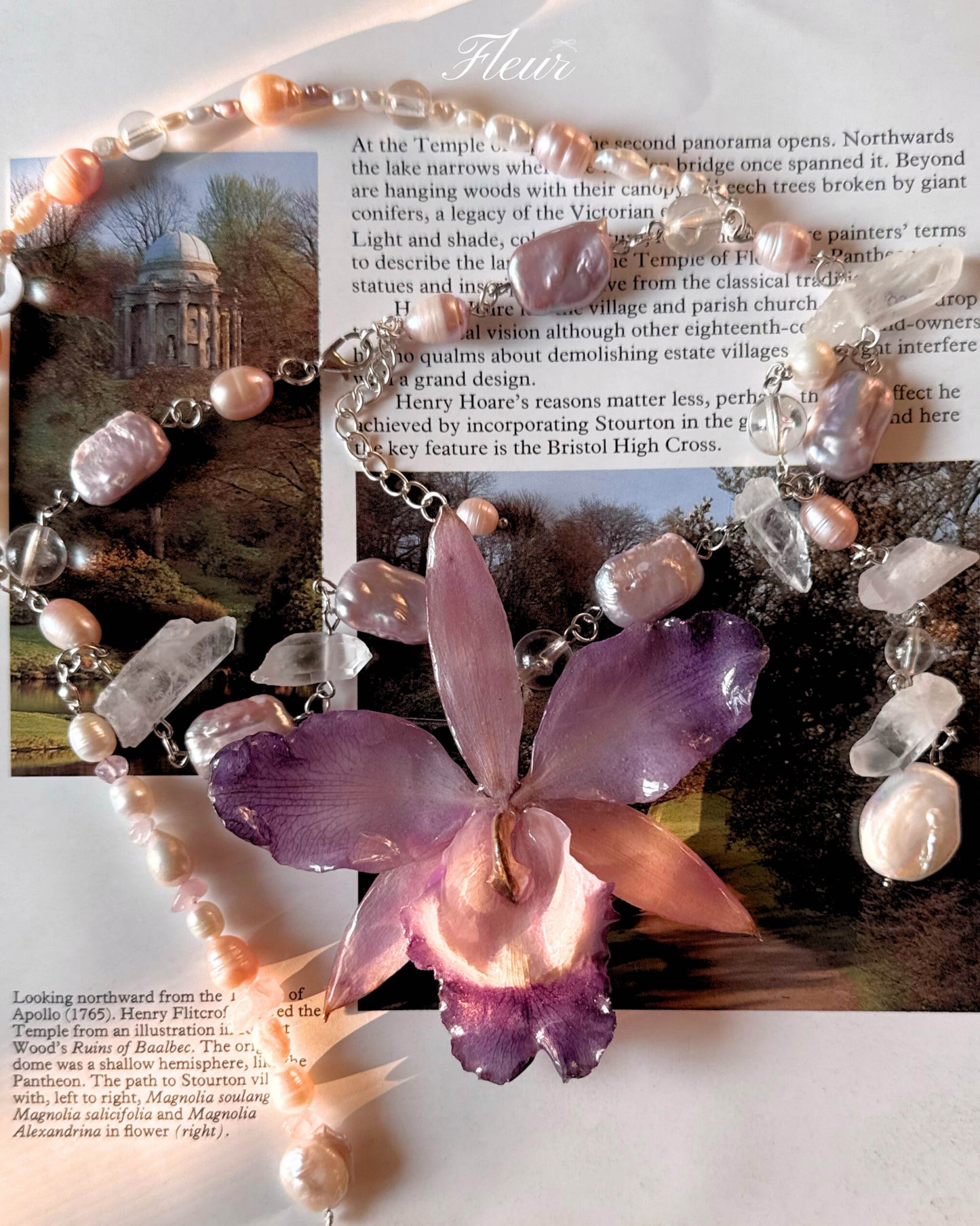 Lavender Orchid Veil Necklace