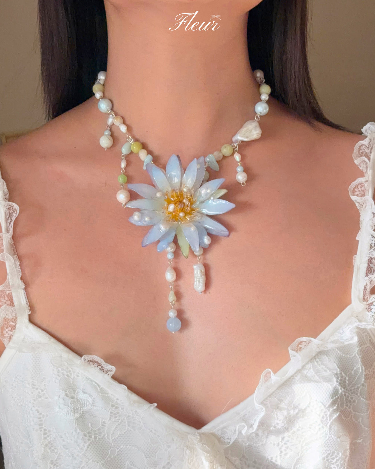 LIORA — Blue Lotus Necklace