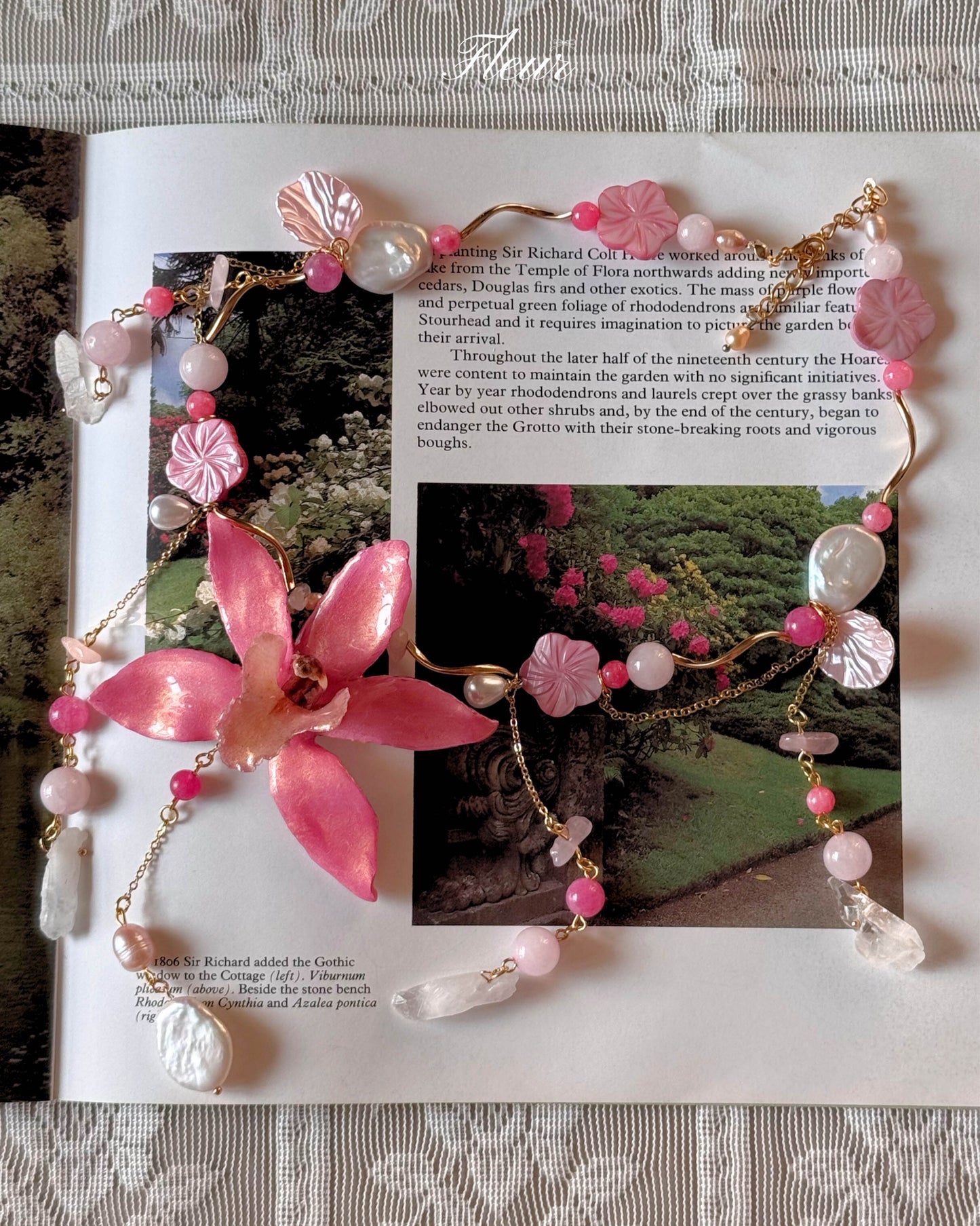 Rose Quartz Orchid Symphony Necklace