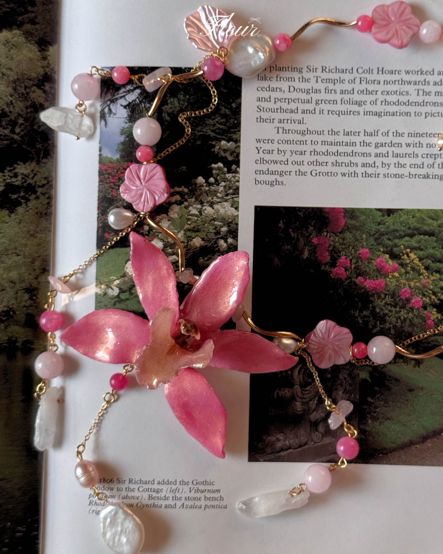 Rose Quartz Orchid Symphony Necklace