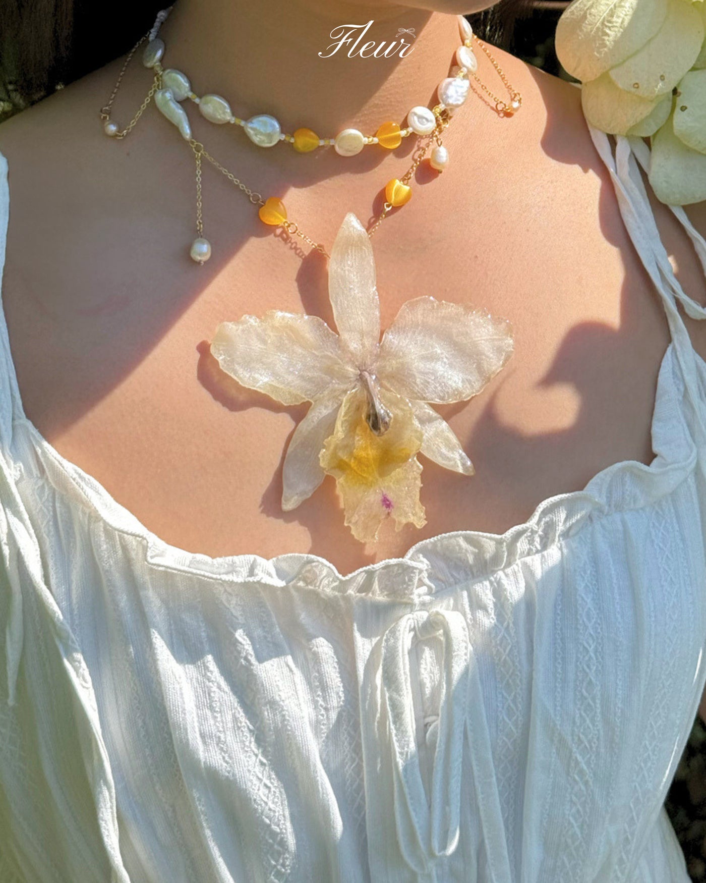 Pearly Dew Fairy Orchid necklace