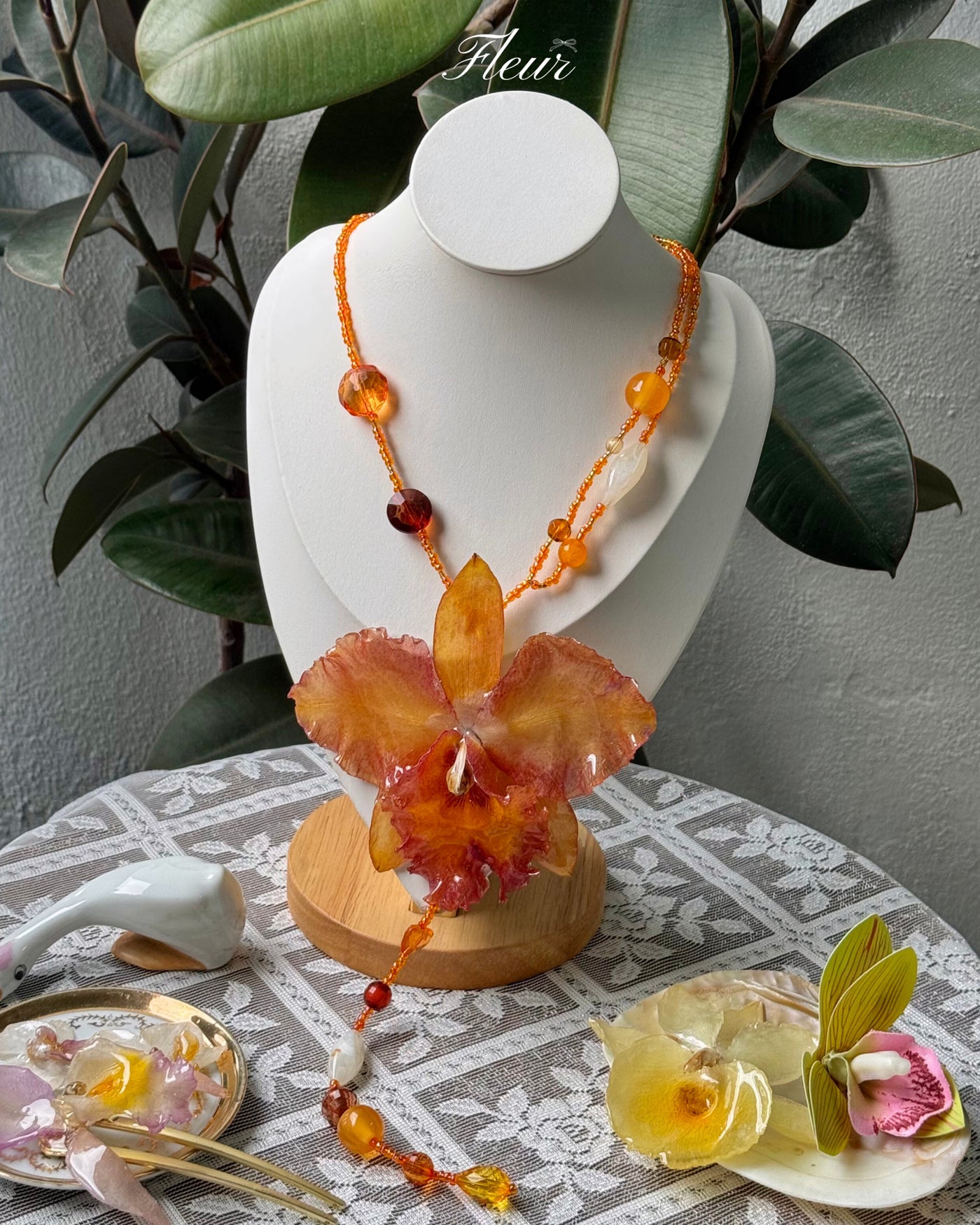 Citrus Aura Orchid Necklace