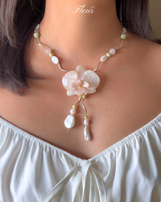 Blanc Orchid Grace Necklace | Handmade Floral Jewelry