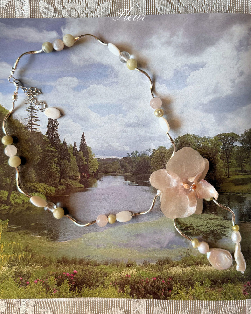 Blanc Orchid Grace Necklace | Handmade Floral Jewelry