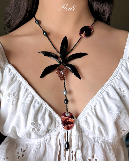Midnight Orchid Obsidian Necklace
