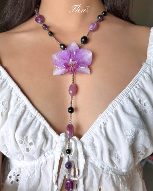 Moonlit Amethyst Orchid Necklace