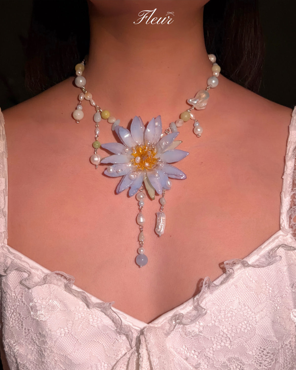 LIORA — Blue Lotus Necklace