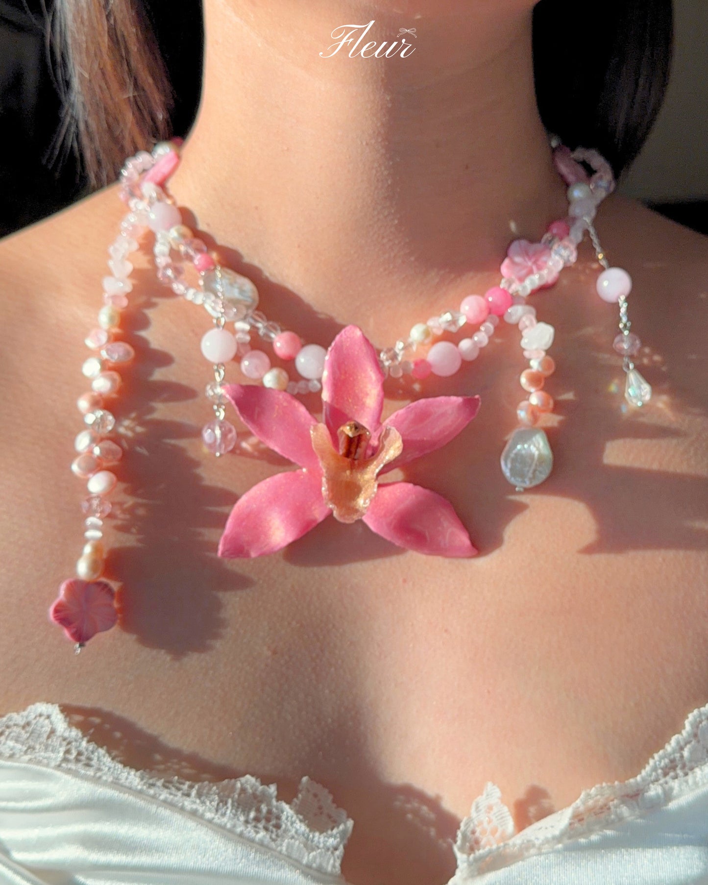 Pink Orchid Princess Necklace