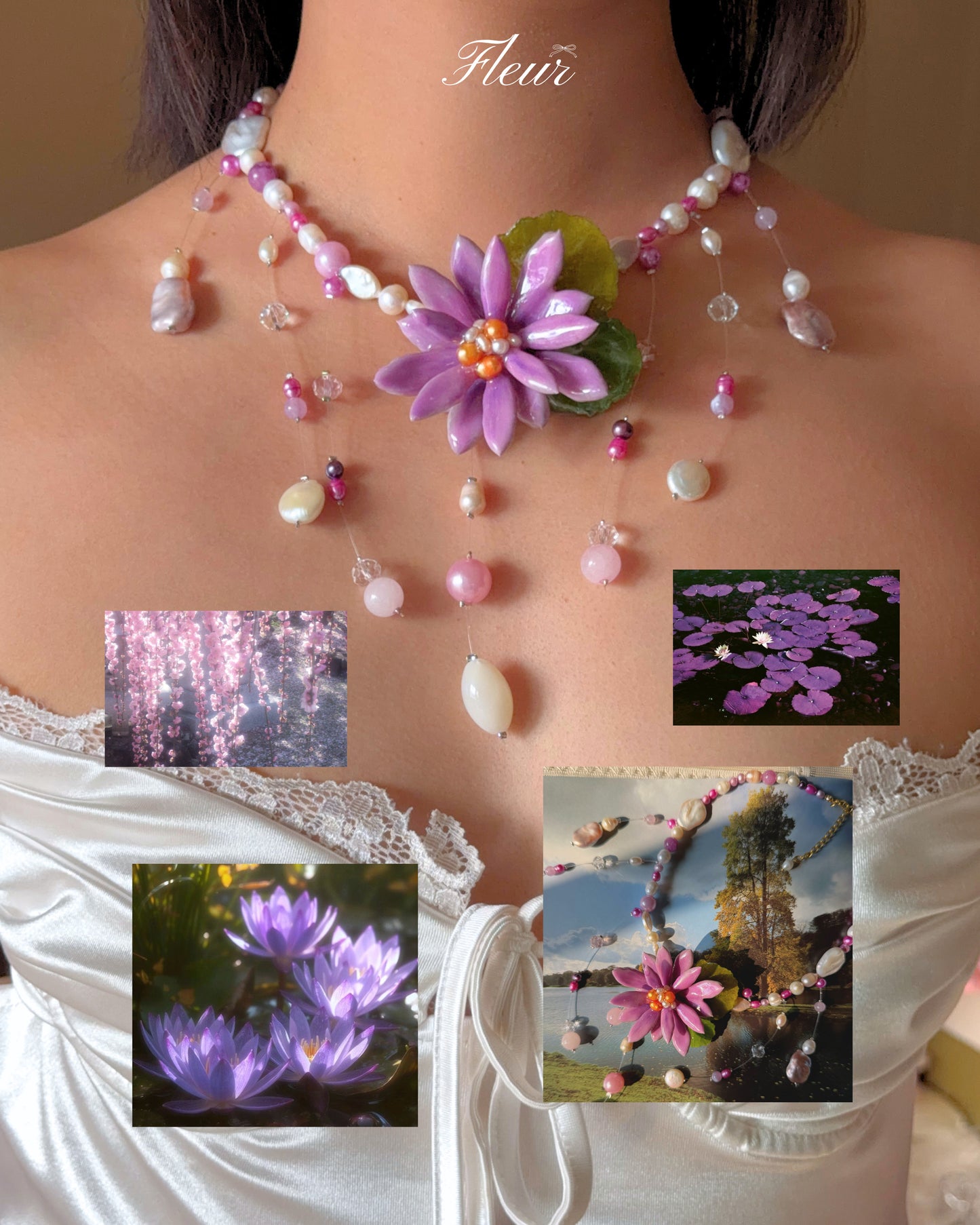 Violet Lotus Cascade Necklace