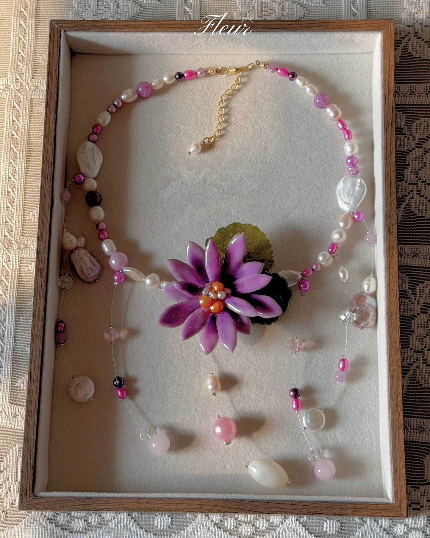 Violet Lotus Cascade Necklace