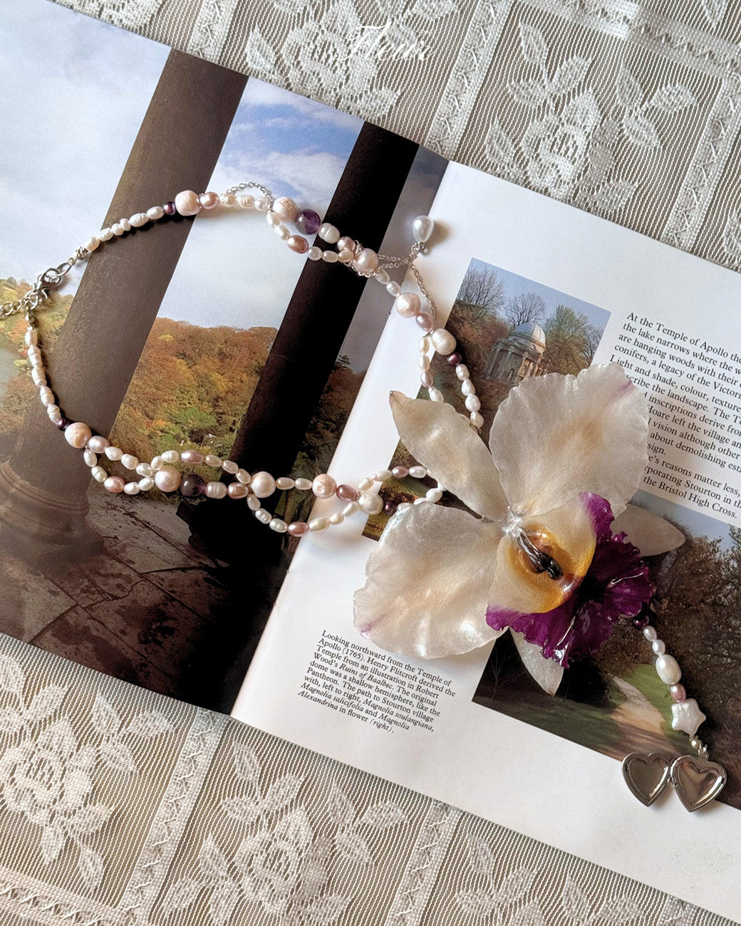Lavender Heart Orchid Necklace | Handmade Floral Jewelry